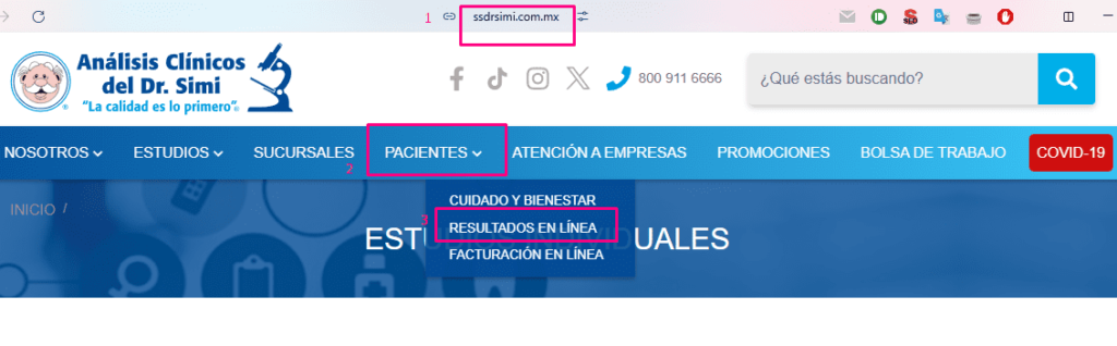 como consultar resultados Dr Simi